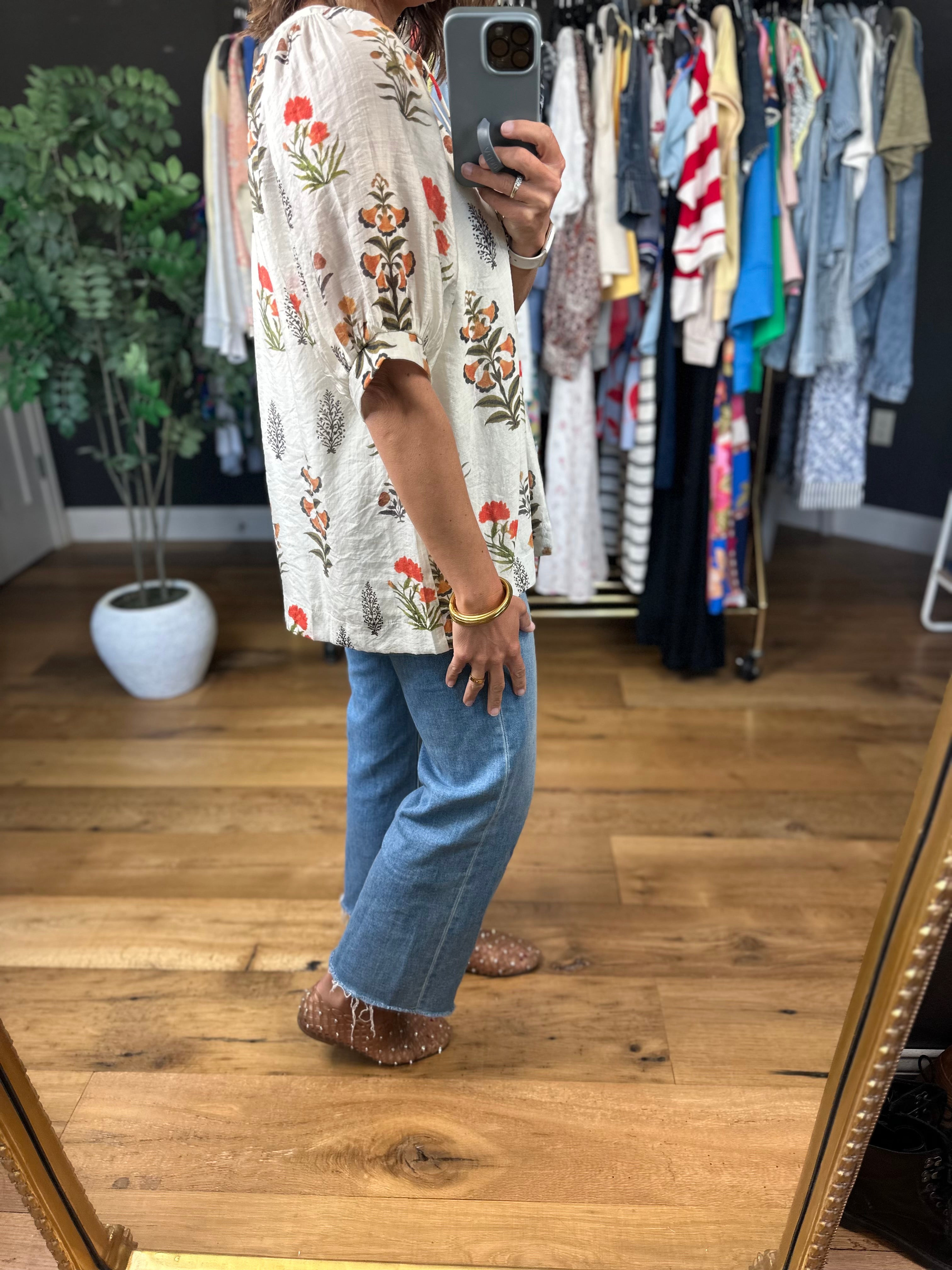 Petal & Grace Floral Top-Short Sleeves-Umgee-Anna Kaytes Boutique, Women's Fashion Boutique in Grinnell, Iowa