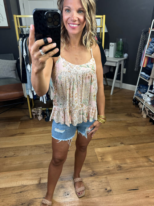 On The Edge Light Paisley Patterned Top - Natural Combo-Be Cool 18352-Anna Kaytes Boutique, Women's Fashion Boutique in Grinnell, Iowa