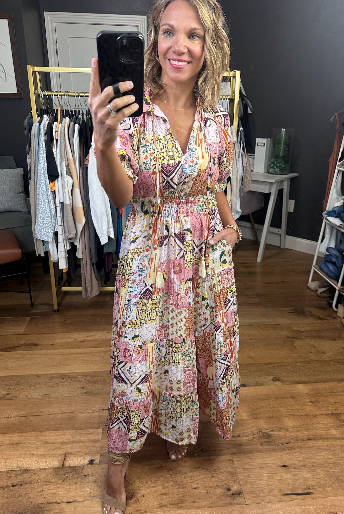 Legendary Moment Patchwork Maxi Dress - Ivory Multi-Dresses-THML-Anna Kaytes Boutique, Women's Fashion Boutique in Grinnell, Iowa