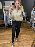 Sweetest Dreams Keyhole Long Sleeve Top - Gold-Skies Are Blue-Anna Kaytes Boutique, Women's Fashion Boutique in Grinnell, Iowa
