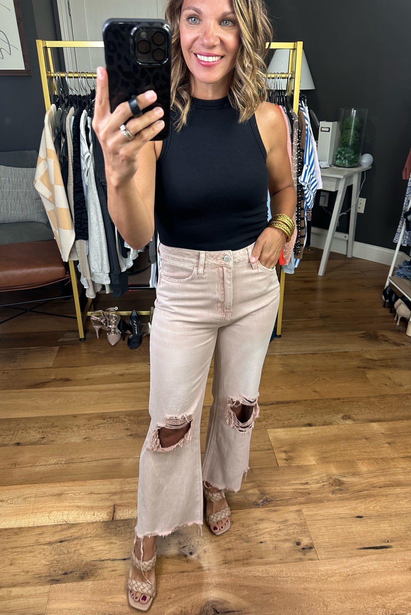 The Jess 90's Vintage Flare Distressed Denim-Jeans-Vervet V2737-Anna Kaytes Boutique, Women's Fashion Boutique in Grinnell, Iowa