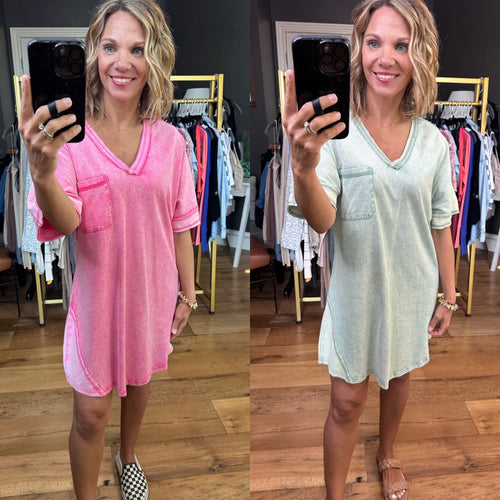 On My Way Washed T-Shirt Dress - Multiple Options-Very J ND31134-Anna Kaytes Boutique, Women's Fashion Boutique in Grinnell, Iowa