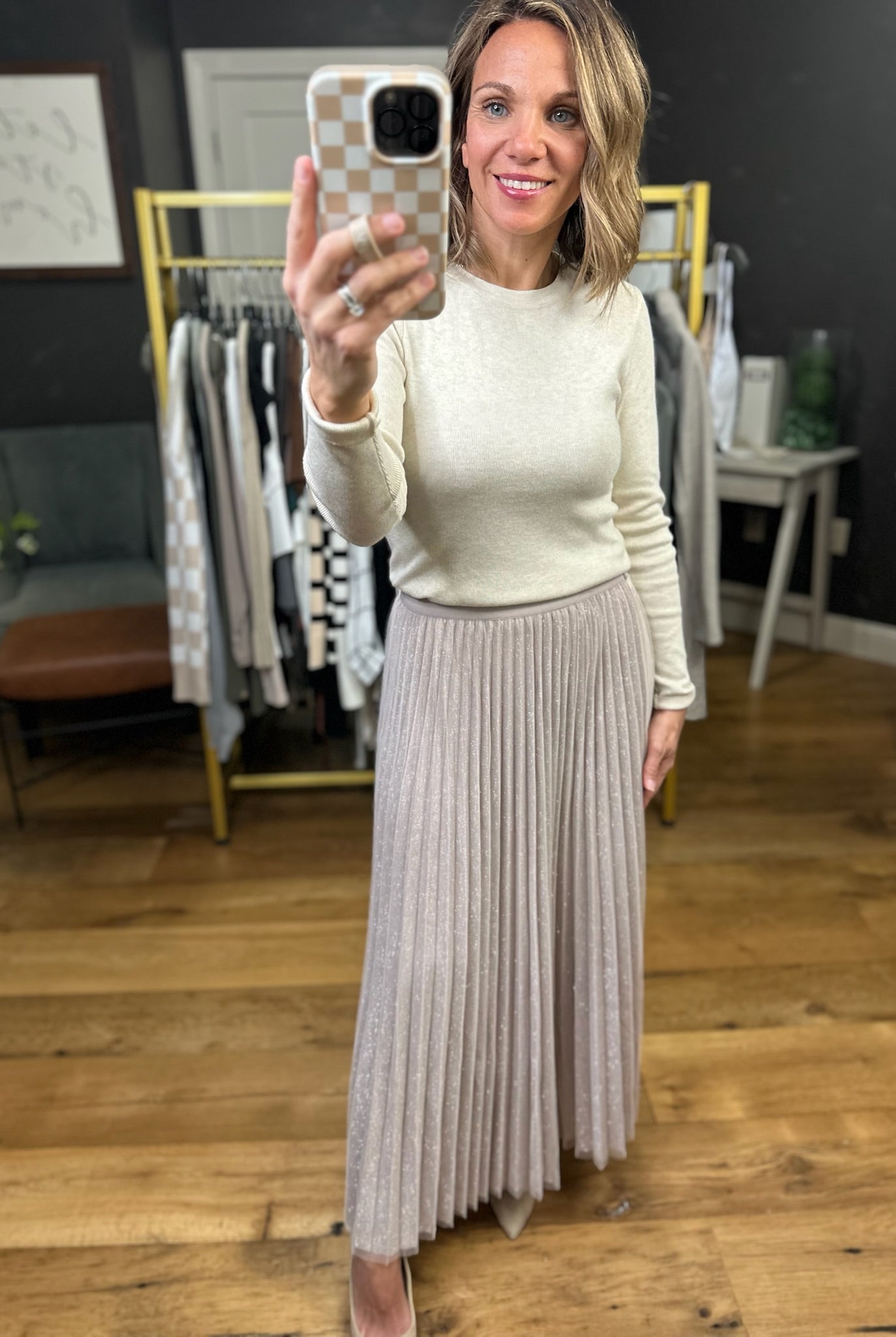 Under The Lights Lurex Maxi Skirt - Blush-Skies Are Blue-Anna Kaytes Boutique, Women's Fashion Boutique in Grinnell, Iowa