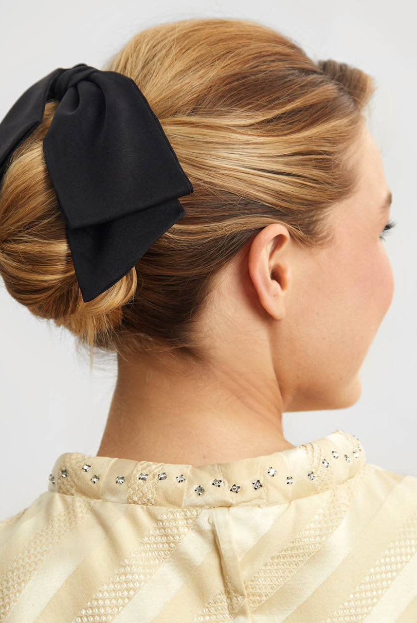 Recycled Fabric Bow Hair Clip 1pc- Black-KITSCH-Anna Kaytes Boutique, Women's Fashion Boutique in Grinnell, Iowa