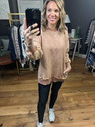 Interested To See Mineral Wash Pocket Crewneck Sweatshirt - Rust-Sweaters-Zenana OTW-4552y-Anna Kaytes Boutique, Women's Fashion Boutique in Grinnell, Iowa