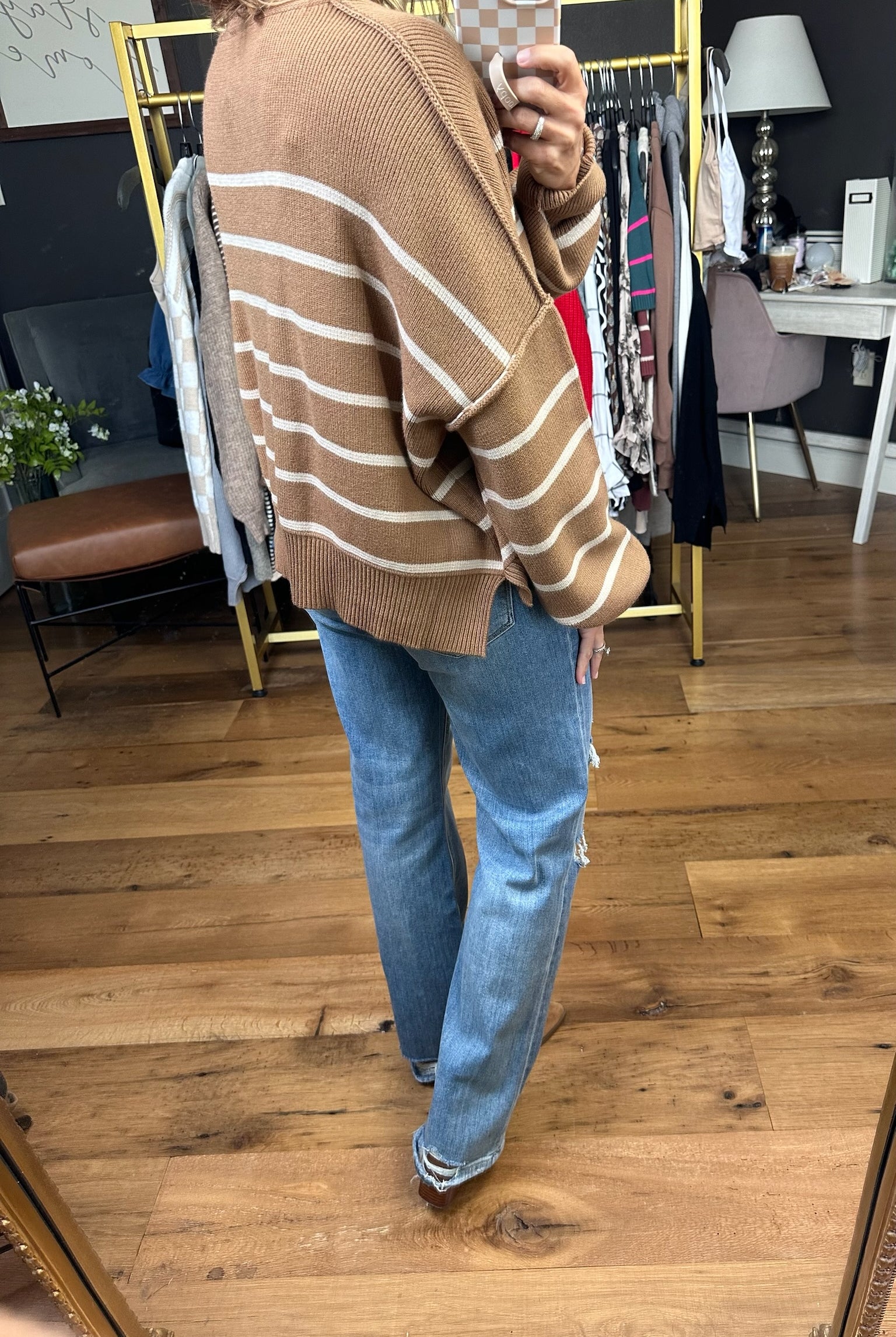 Making Things Right Striped Cropped Sweater - Camel/Shell-Wishlist-Anna Kaytes Boutique, Women's Fashion Boutique in Grinnell, Iowa