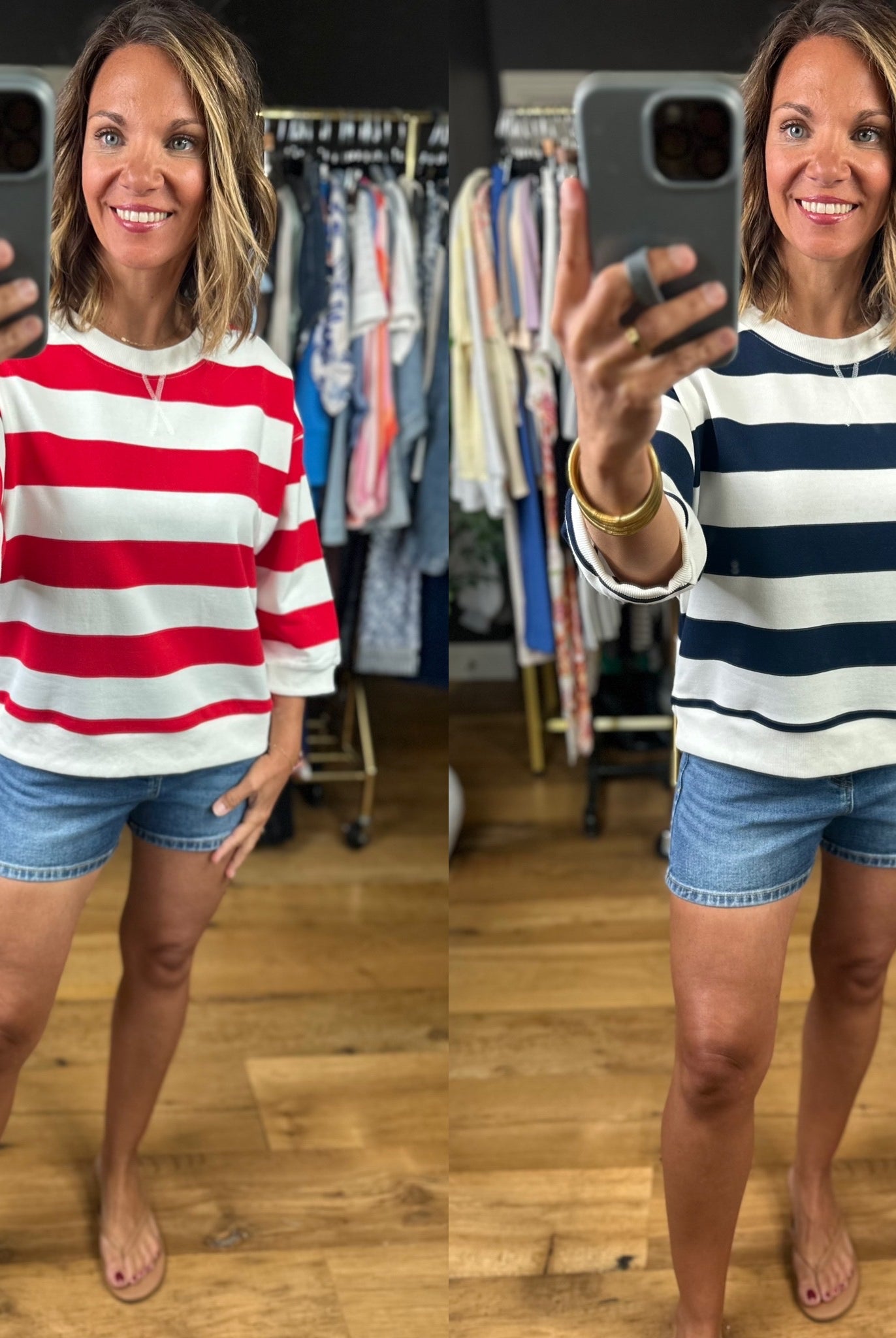 Future Ahead Striped Dolman Top-Short Sleeves-Jodifl-Anna Kaytes Boutique, Women's Fashion Boutique in Grinnell, Iowa
