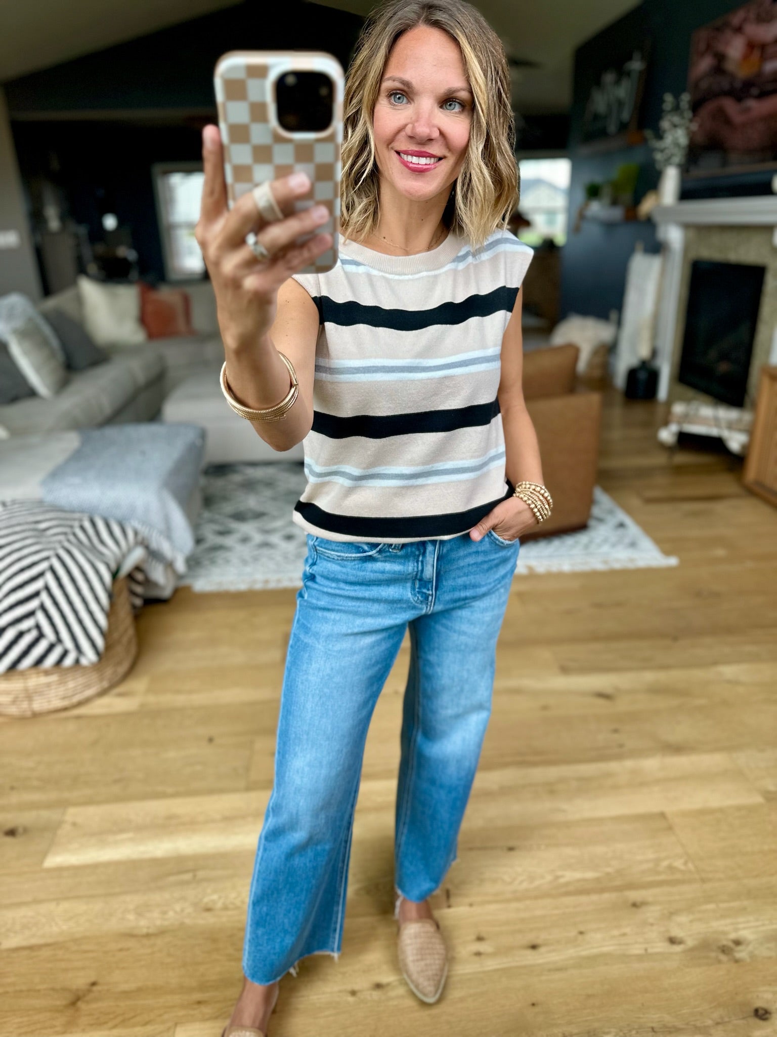 On And On Striped Top - Taupe-Staccato-Anna Kaytes Boutique, Women's Fashion Boutique in Grinnell, Iowa