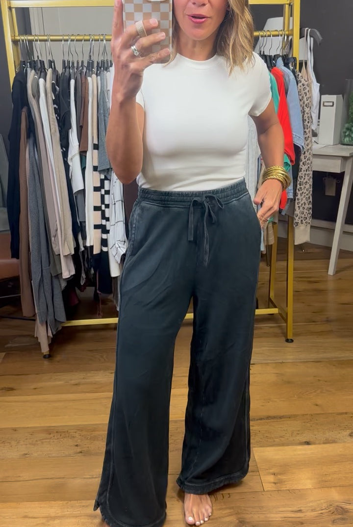 Linked Together Scoop-Hem Pant - Black-Pants-Easel-Anna Kaytes Boutique, Women's Fashion Boutique in Grinnell, Iowa