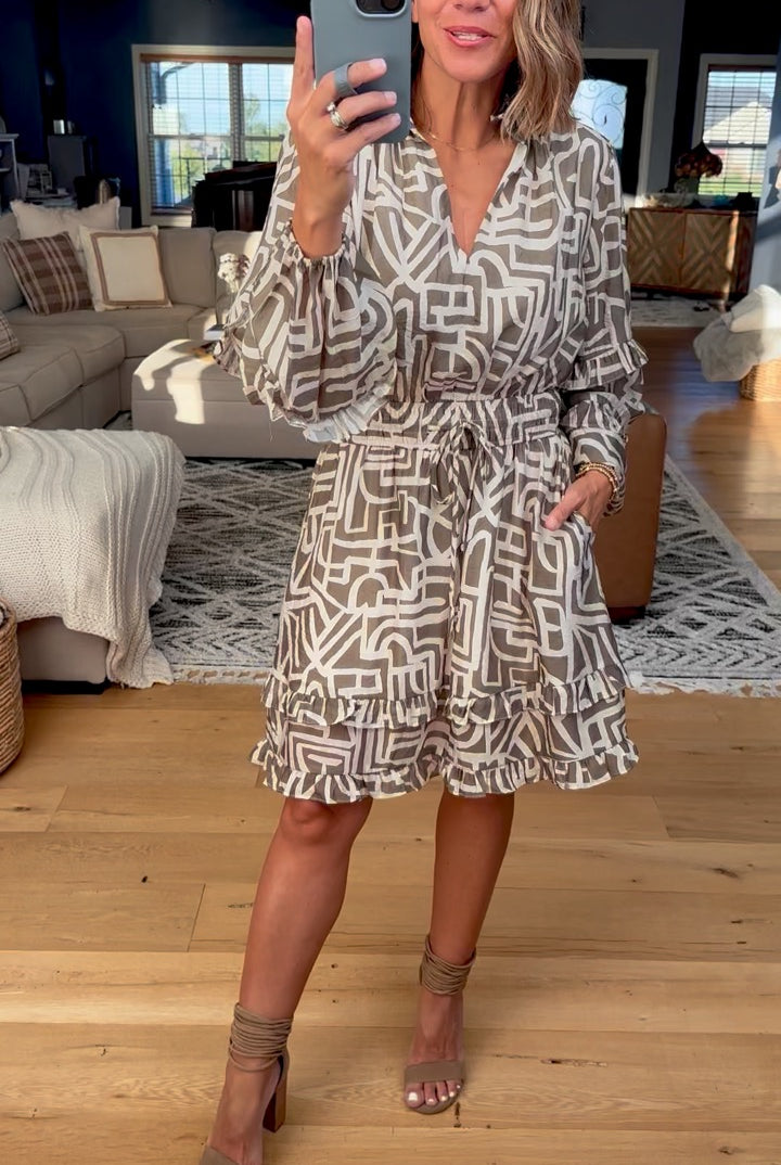 Curious Minds Patterned Dress-THNL-Anna Kaytes Boutique, Women's Fashion Boutique in Grinnell, Iowa