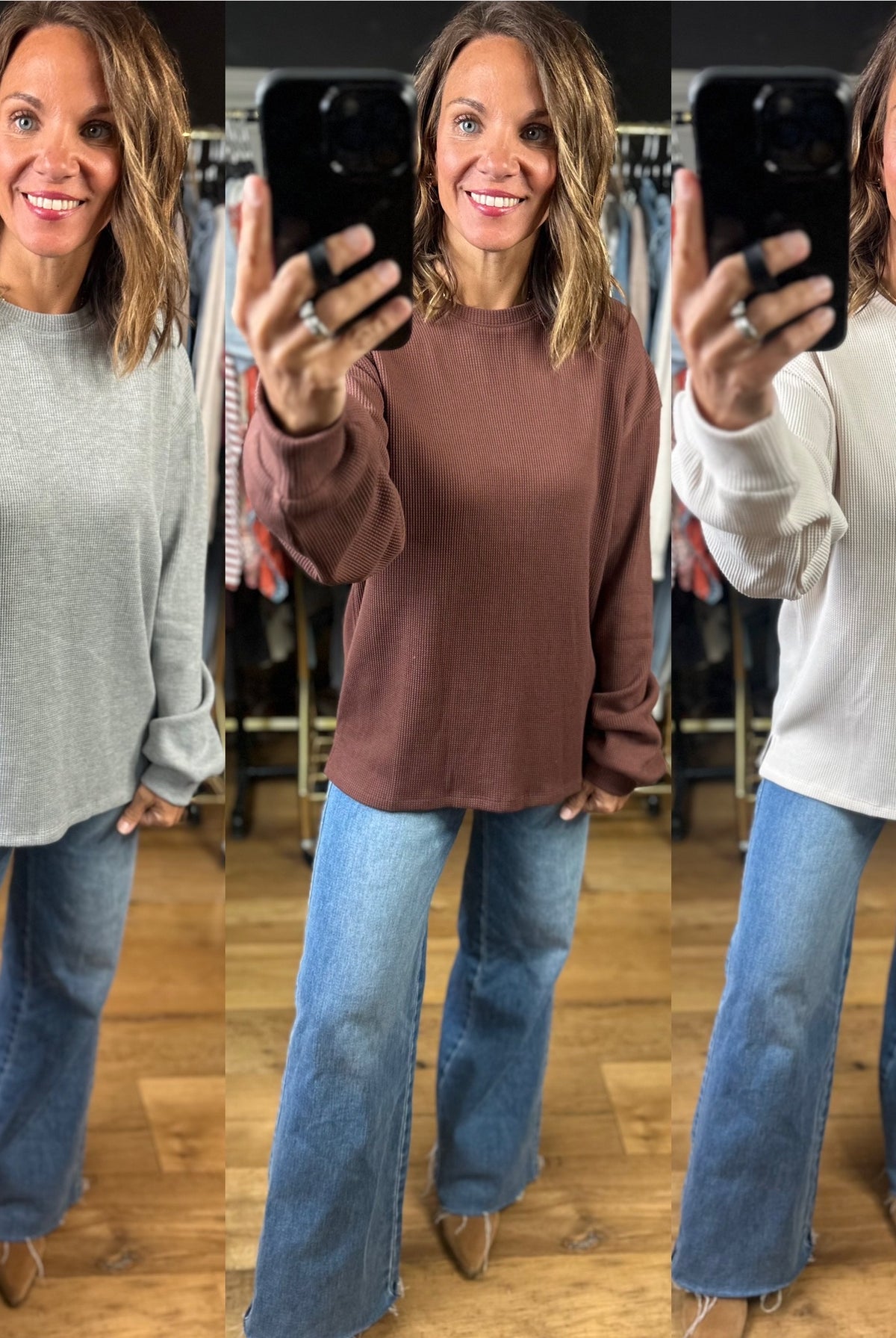 The Right Look Waffle Long-Sleeve Top-Long Sleeves-Wishlist-Anna Kaytes Boutique, Women's Fashion Boutique in Grinnell, Iowa