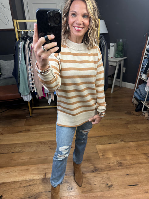 See It That Way Striped Sweater - Camel-Be Cool 64659-Anna Kaytes Boutique, Women's Fashion Boutique in Grinnell, Iowa