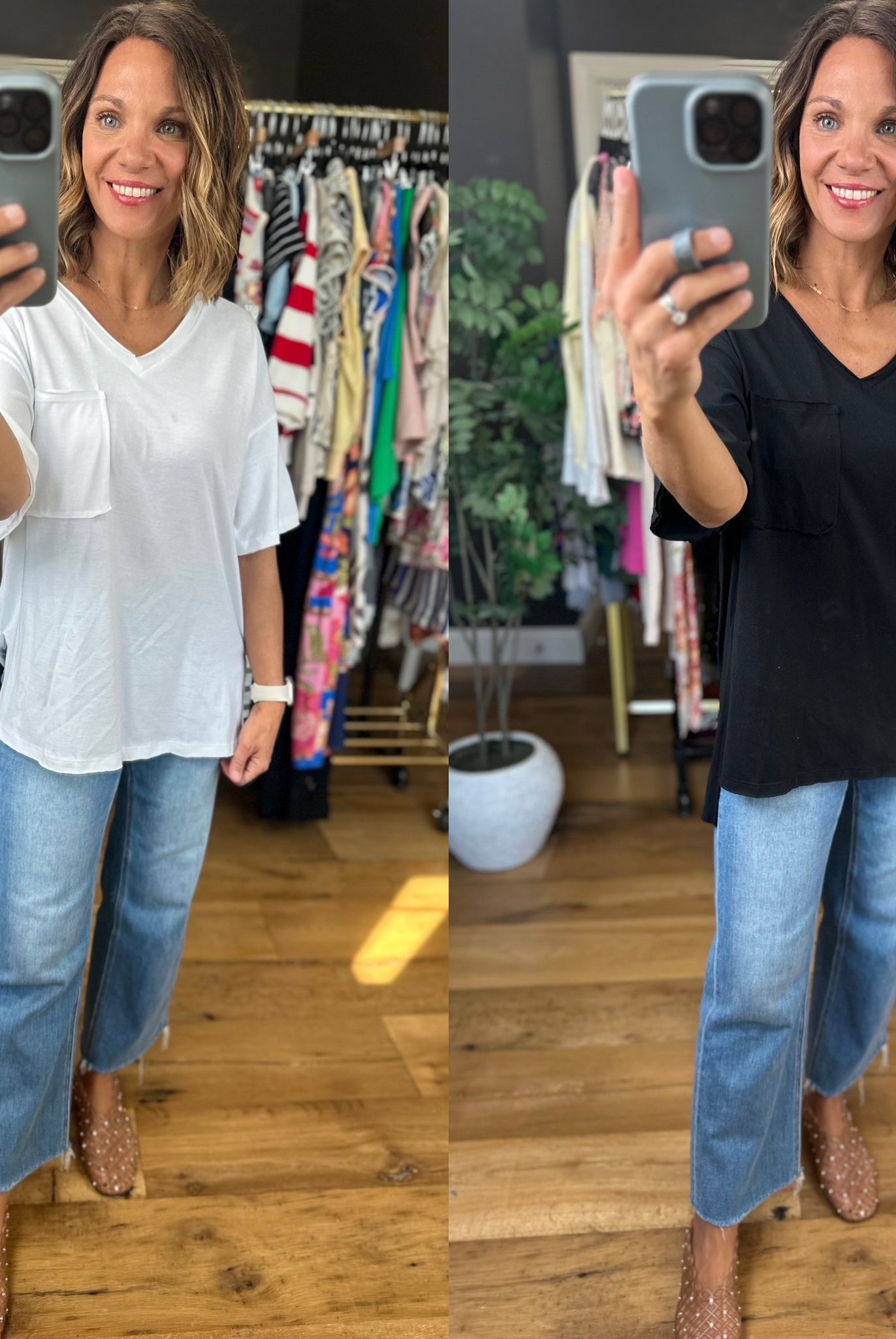 What We Do Boyfriend V-Neck Tee-Short Sleeves-Zenana-Anna Kaytes Boutique, Women's Fashion Boutique in Grinnell, Iowa