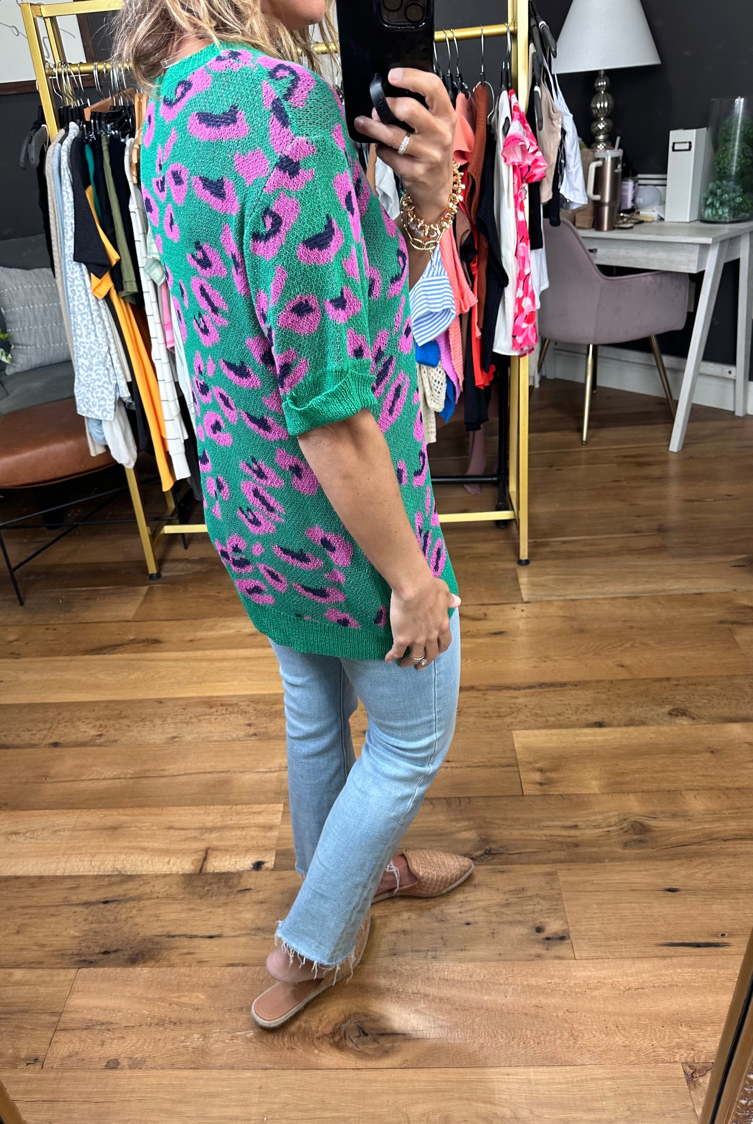 My Specialty Short Sleeve Knit - Green-Short Sleeves-Entro-Anna Kaytes Boutique, Women's Fashion Boutique in Grinnell, Iowa