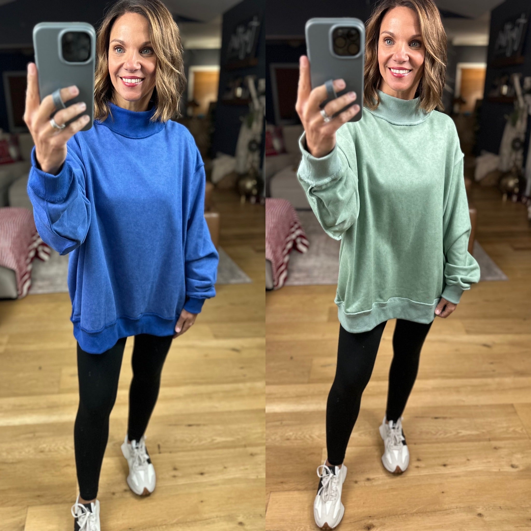 Work This Out Mock-Neck Washed Pullover-sweater-Bucketlist-Anna Kaytes Boutique, Women's Fashion Boutique in Grinnell, Iowa