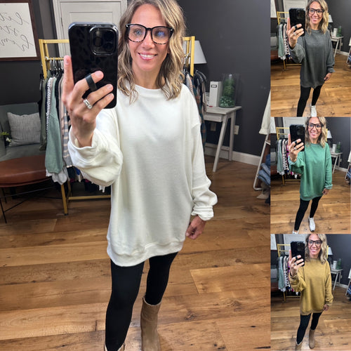 Care To Say Oversized Crewneck Sweatshirt - Multiple Options-Double Zero DZ23G338-Anna Kaytes Boutique, Women's Fashion Boutique in Grinnell, Iowa