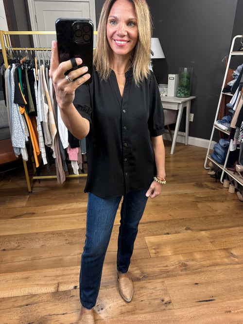 Better In Time Button-Down Top - Black-Entro-Anna Kaytes Boutique, Women's Fashion Boutique in Grinnell, Iowa