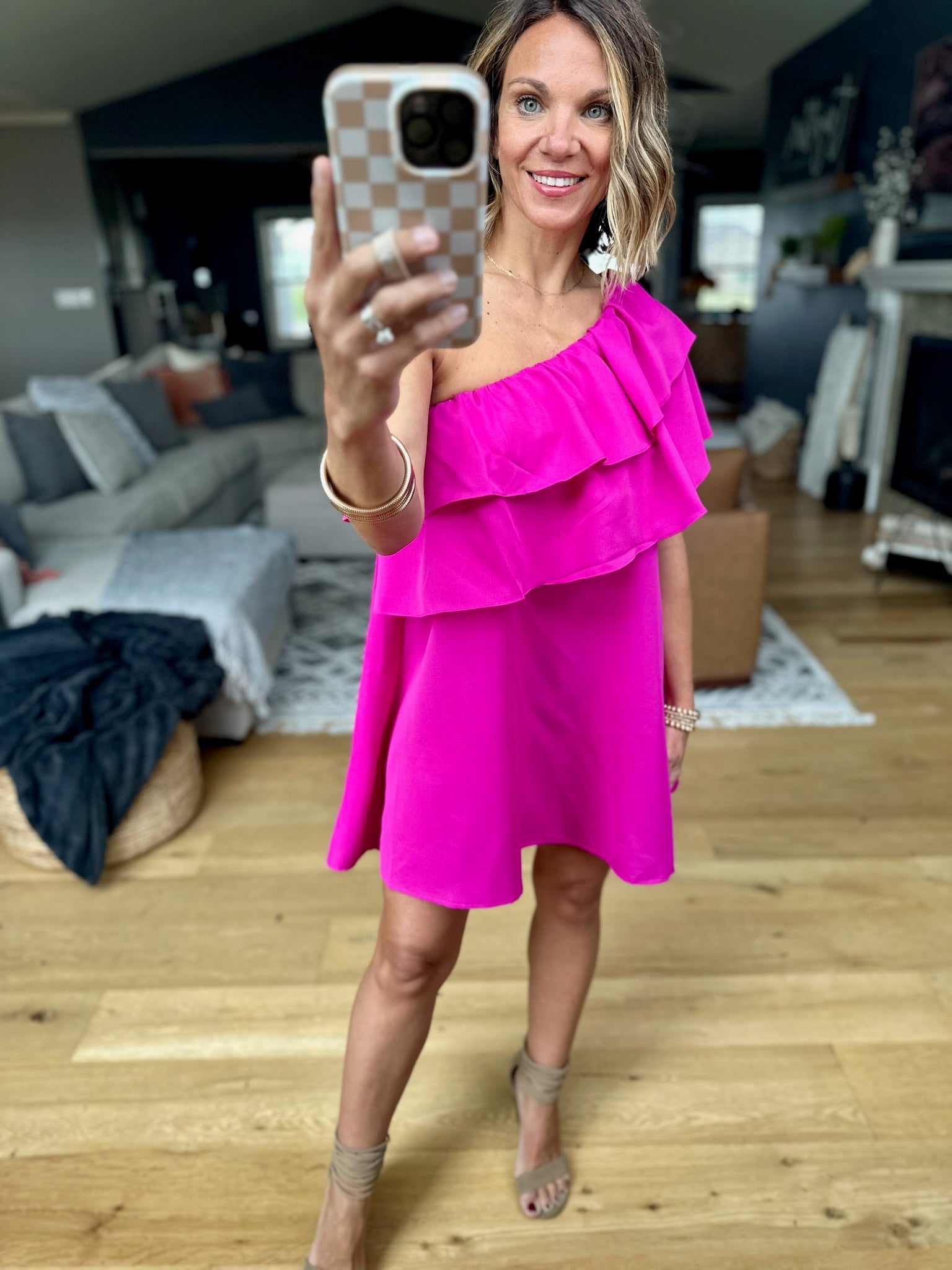 Change Your Mind One-Shoulder Dress - Magenta-Glam-Anna Kaytes Boutique, Women's Fashion Boutique in Grinnell, Iowa