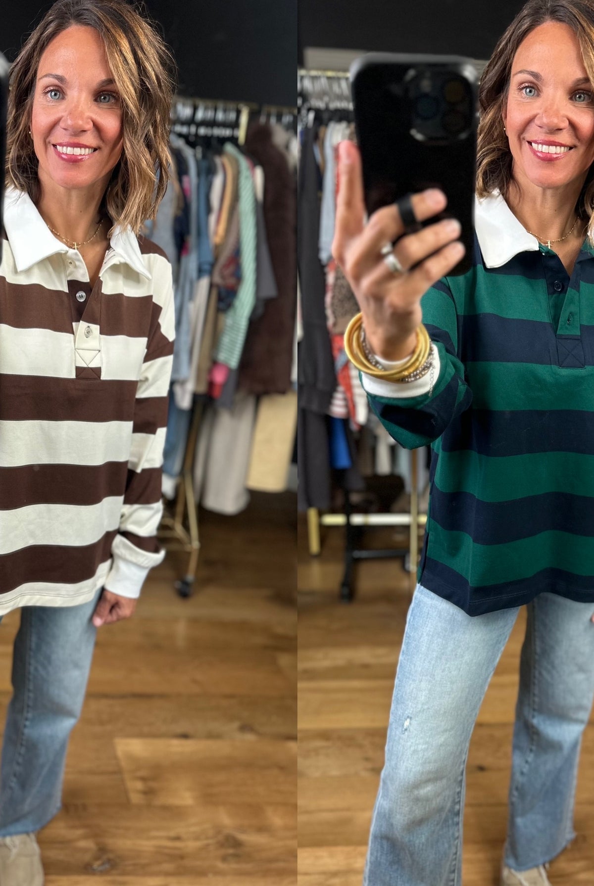No Stopping Me Striped Collared Top-Long Sleeves-JOA-Anna Kaytes Boutique, Women's Fashion Boutique in Grinnell, Iowa