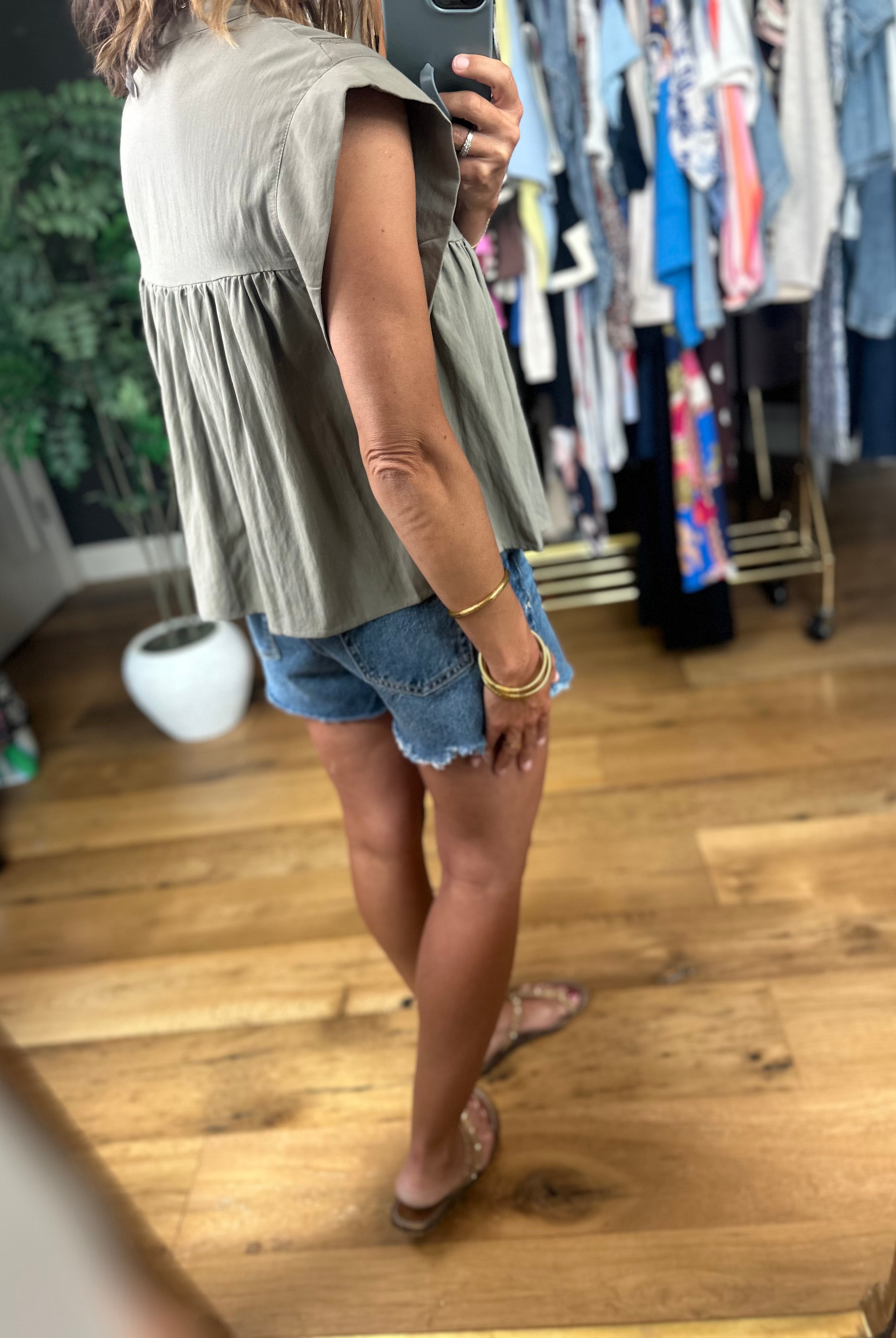 Keep The Peace Eyelet Detail Top-Short Sleeves-She & Sky-Anna Kaytes Boutique, Women's Fashion Boutique in Grinnell, Iowa