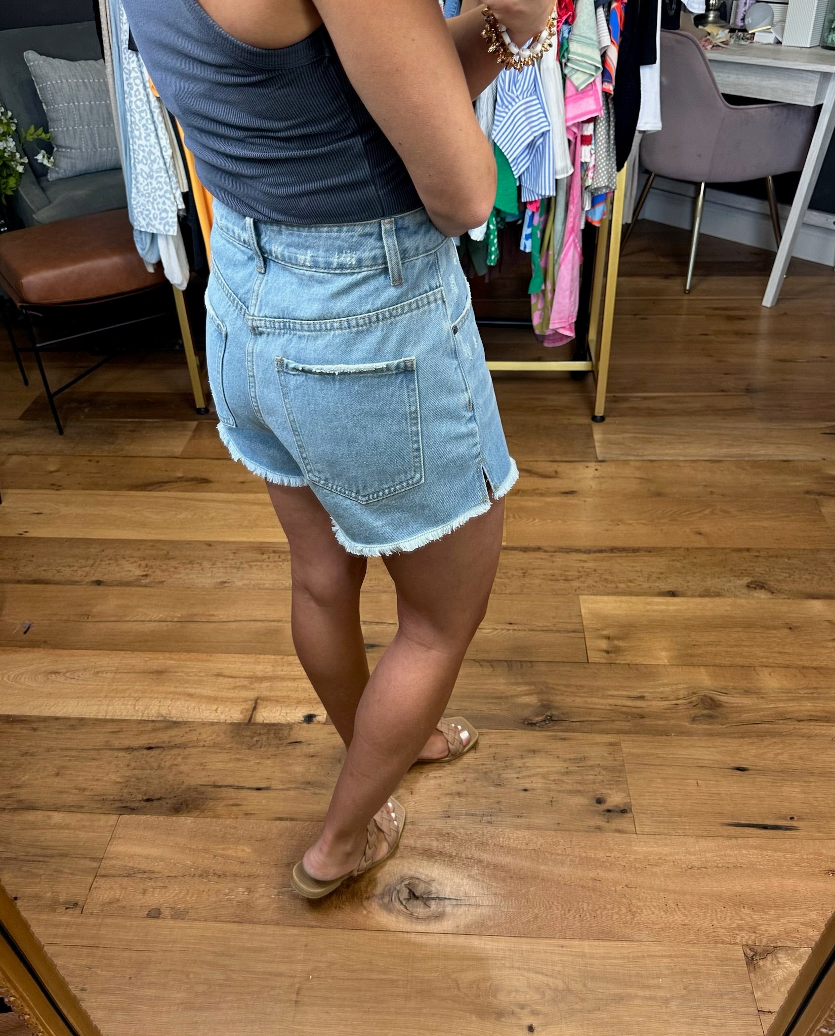 No Matter What Denim Short-Sleeveless-Wishlist-Anna Kaytes Boutique, Women's Fashion Boutique in Grinnell, Iowa