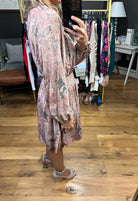 Better Than Real Floral Smock Detail Dress - Mauve/Grey-Dresses-Entro D21673-Anna Kaytes Boutique, Women's Fashion Boutique in Grinnell, Iowa