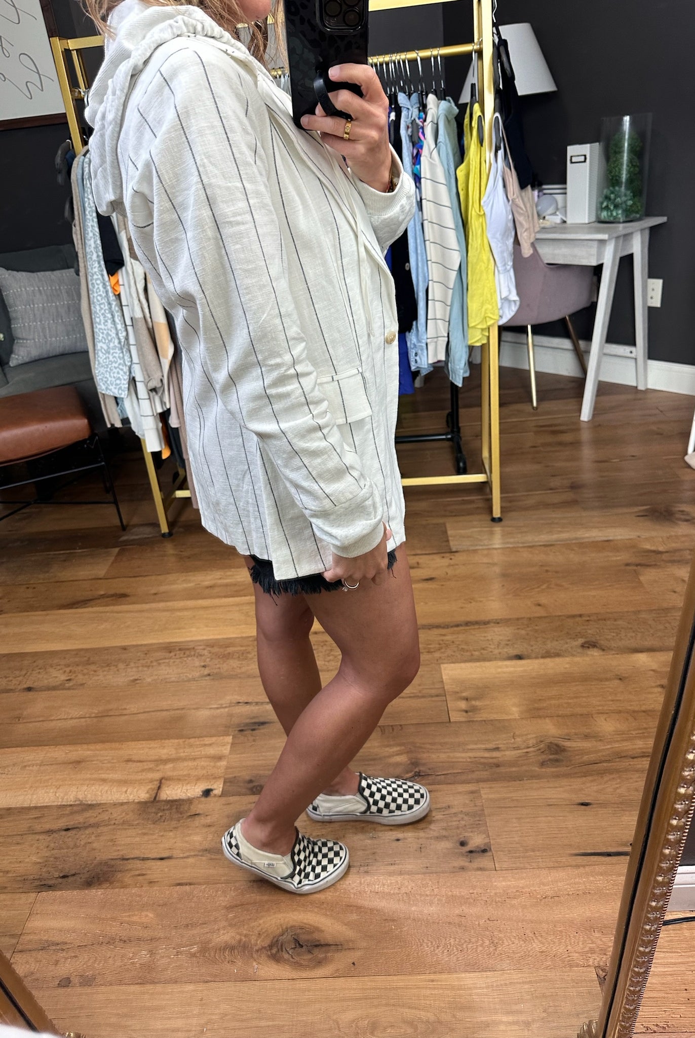 The Right Fit Linen Blend Hooded Blazer - Cream-Blazers-Fate FJ71051-Anna Kaytes Boutique, Women's Fashion Boutique in Grinnell, Iowa