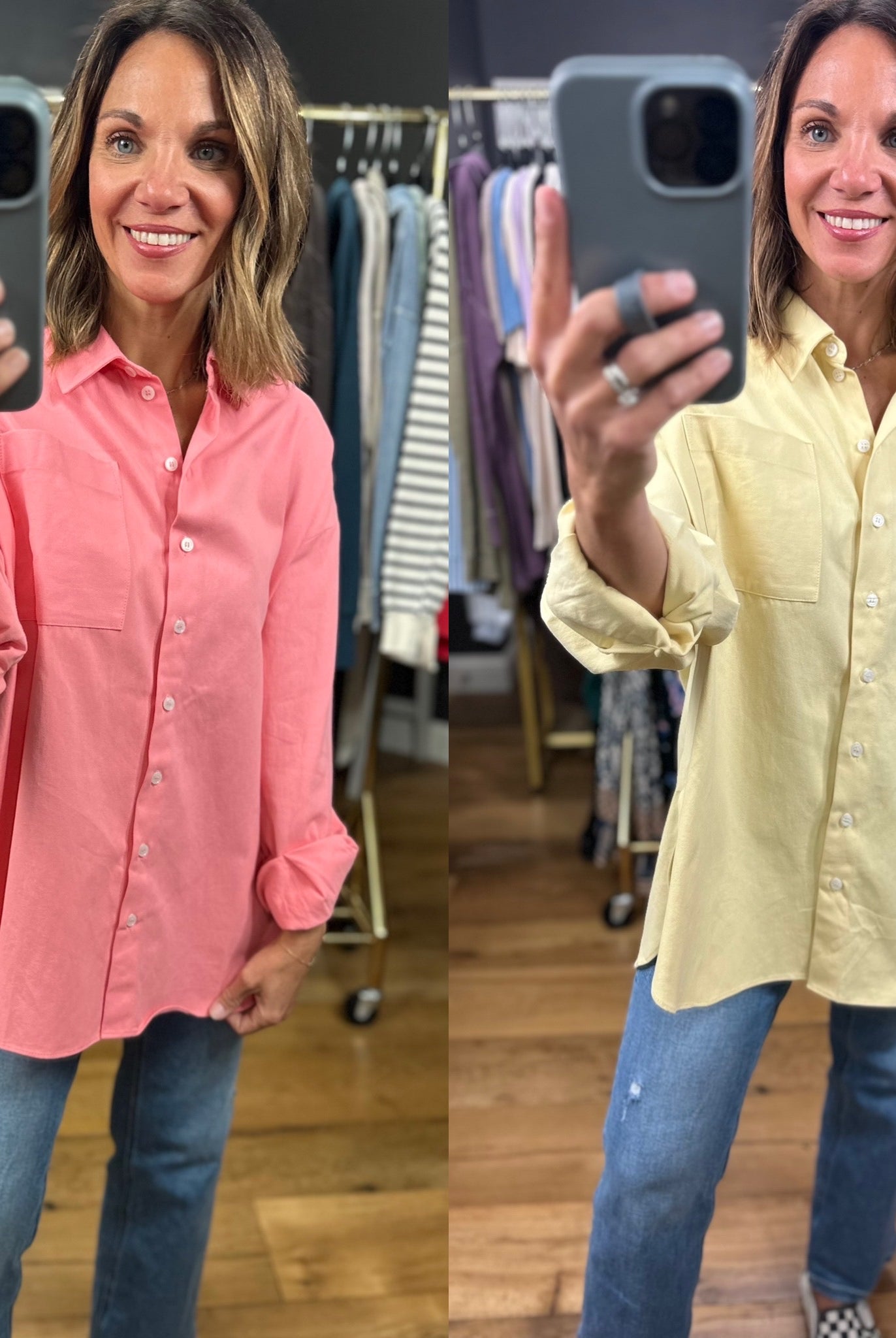 Side Note Oversized Button-Down-Long Sleeves-Wishlist-Anna Kaytes Boutique, Women's Fashion Boutique in Grinnell, Iowa