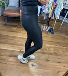 Full Feature Crossover Foiled Leggings - Black-Leggings-Mono B BP633-Anna Kaytes Boutique, Women's Fashion Boutique in Grinnell, Iowa