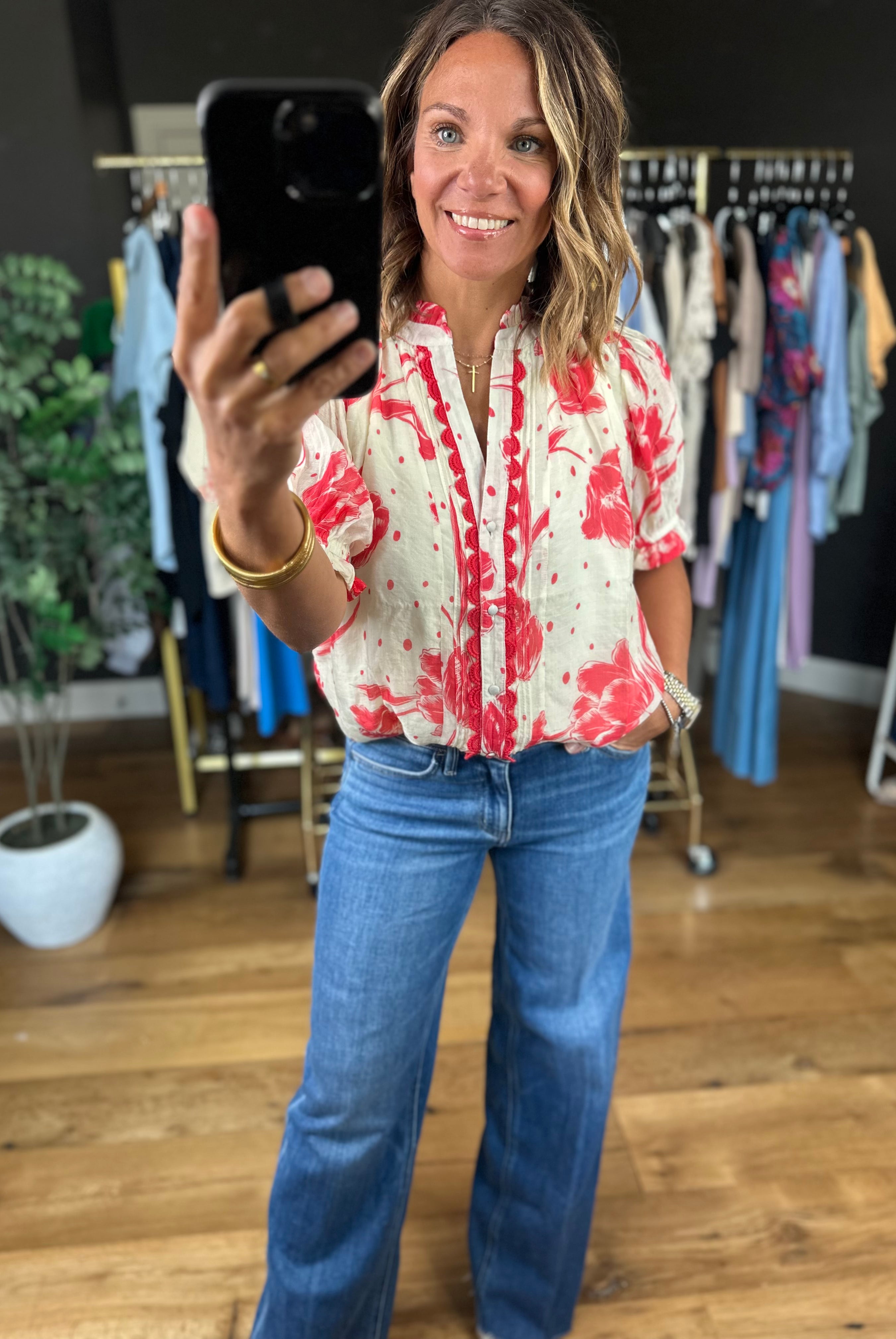 Favorite Day Floral Top-Short Sleeves-Umgee-Anna Kaytes Boutique, Women's Fashion Boutique in Grinnell, Iowa