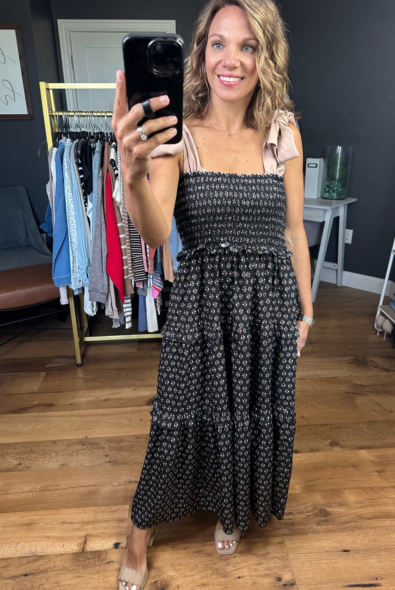 Free & Easy Tiered Dress - Black-Entro-Anna Kaytes Boutique, Women's Fashion Boutique in Grinnell, Iowa