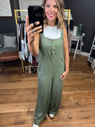 Always Listening Wide-Leg Jumpsuit - Olive-Jumpsuits-Wishlist WL22-7147-Anna Kaytes Boutique, Women's Fashion Boutique in Grinnell, Iowa