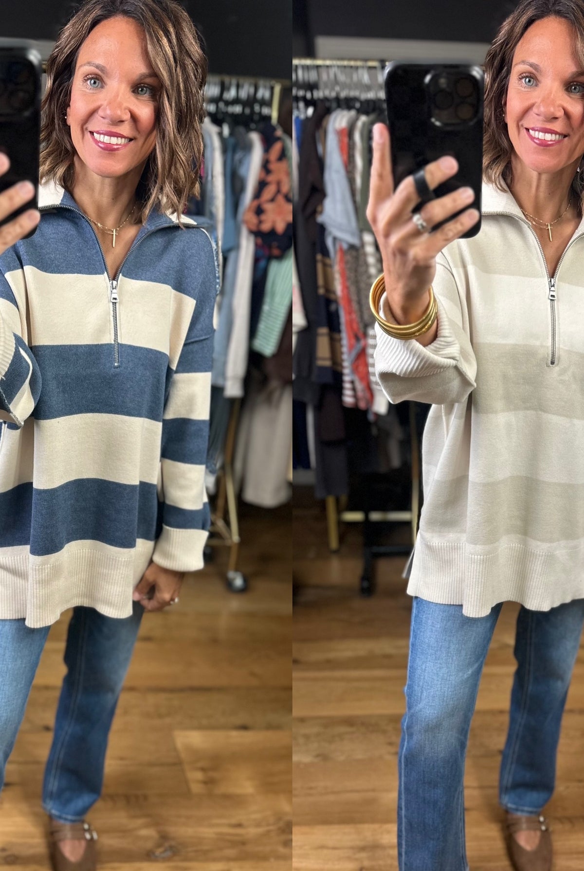 Moving On Zip-Up Knit-Sweaters-By Together-Anna Kaytes Boutique, Women's Fashion Boutique in Grinnell, Iowa