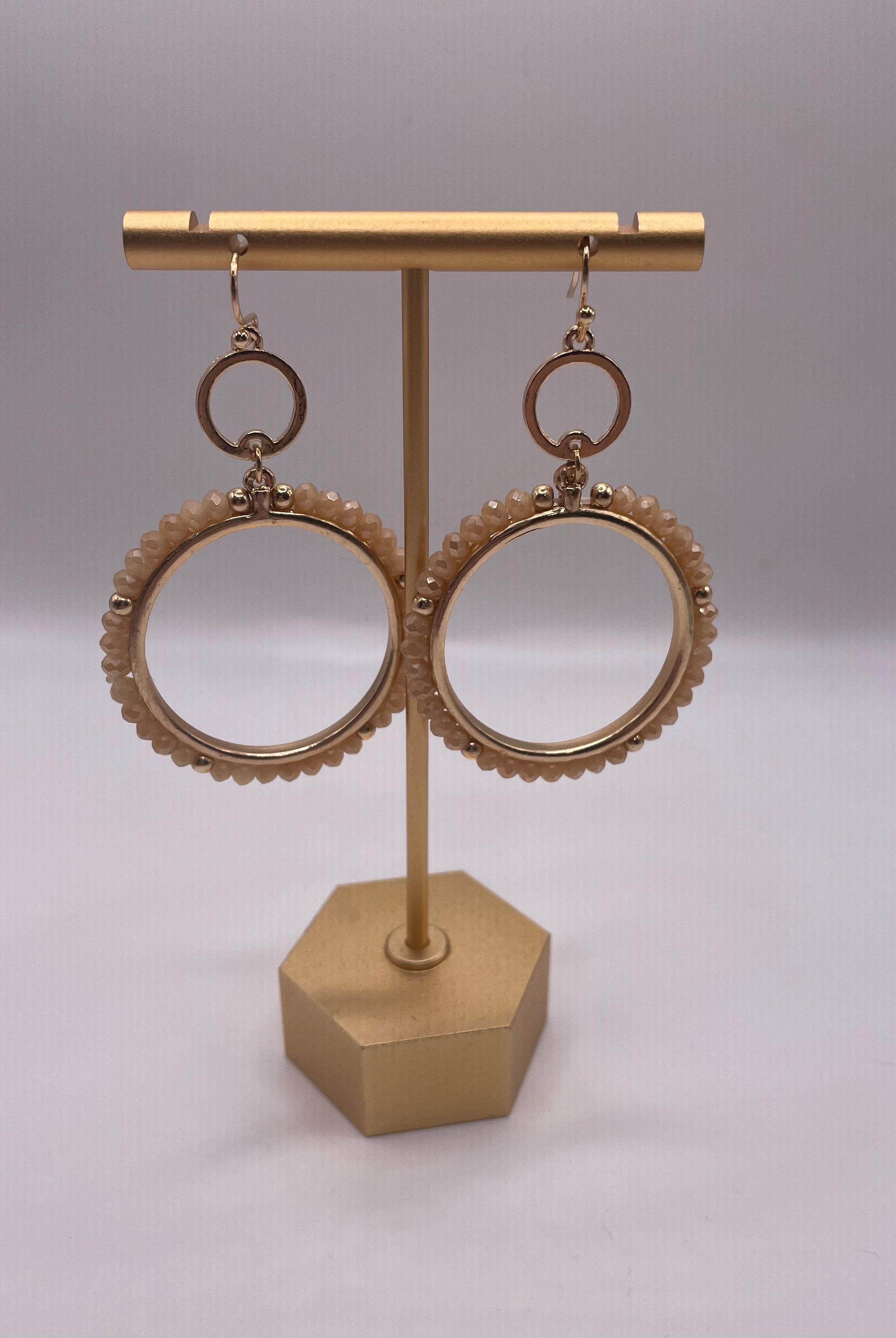 Taupe Beaded Earrings-Earrings-Anna Kaytes Boutique-Anna Kaytes Boutique, Women's Fashion Boutique in Grinnell, Iowa