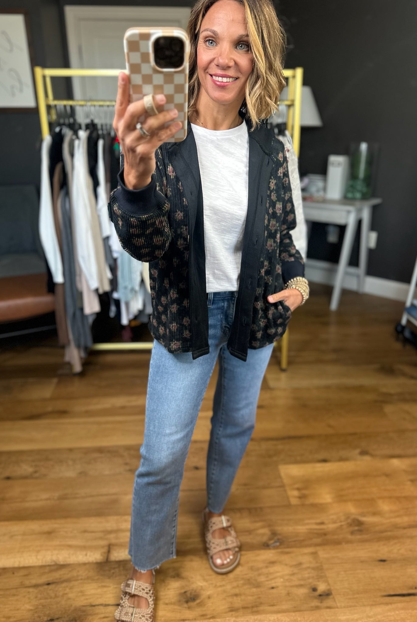 Spring Among Us Corded Floral Lightweight Jacket - Black-Aemi & Co-Anna Kaytes Boutique, Women's Fashion Boutique in Grinnell, Iowa