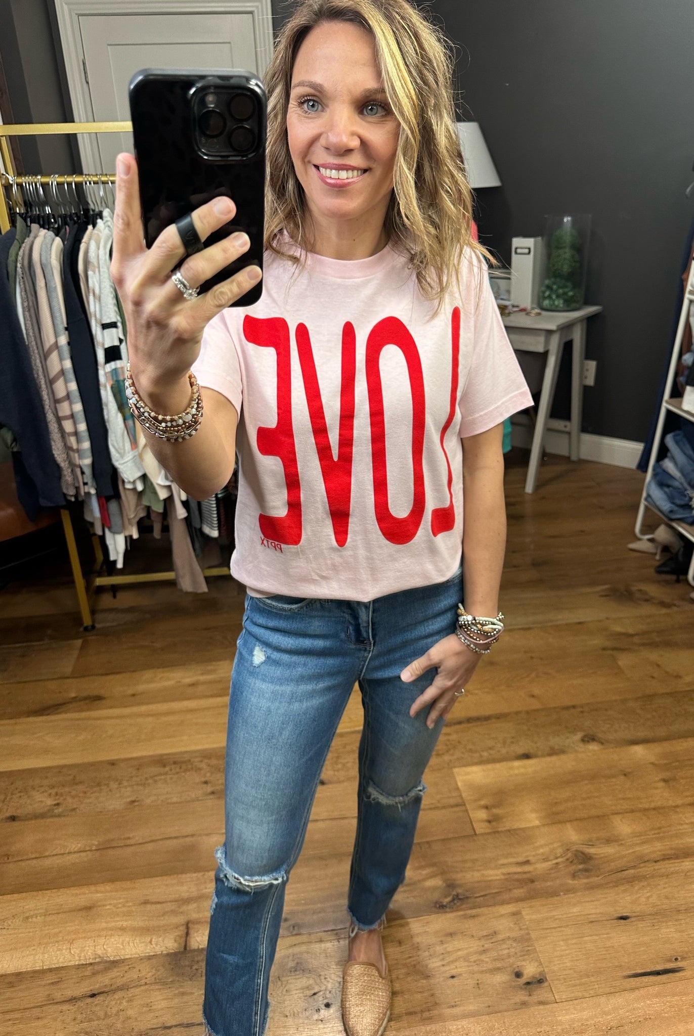 LOVE You More Graphic Tee - Pale Pink/Red-Graphic Tees-Prickly Pear Texas-Anna Kaytes Boutique, Women's Fashion Boutique in Grinnell, Iowa