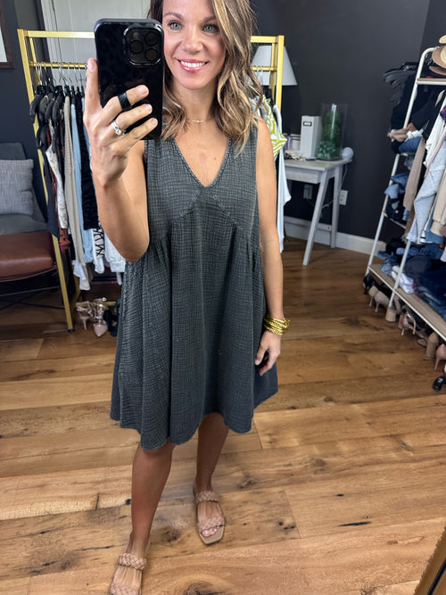 Headed West Mineral Wash Pocket Dress - Ash-Easel ed18189-Anna Kaytes Boutique, Women's Fashion Boutique in Grinnell, Iowa