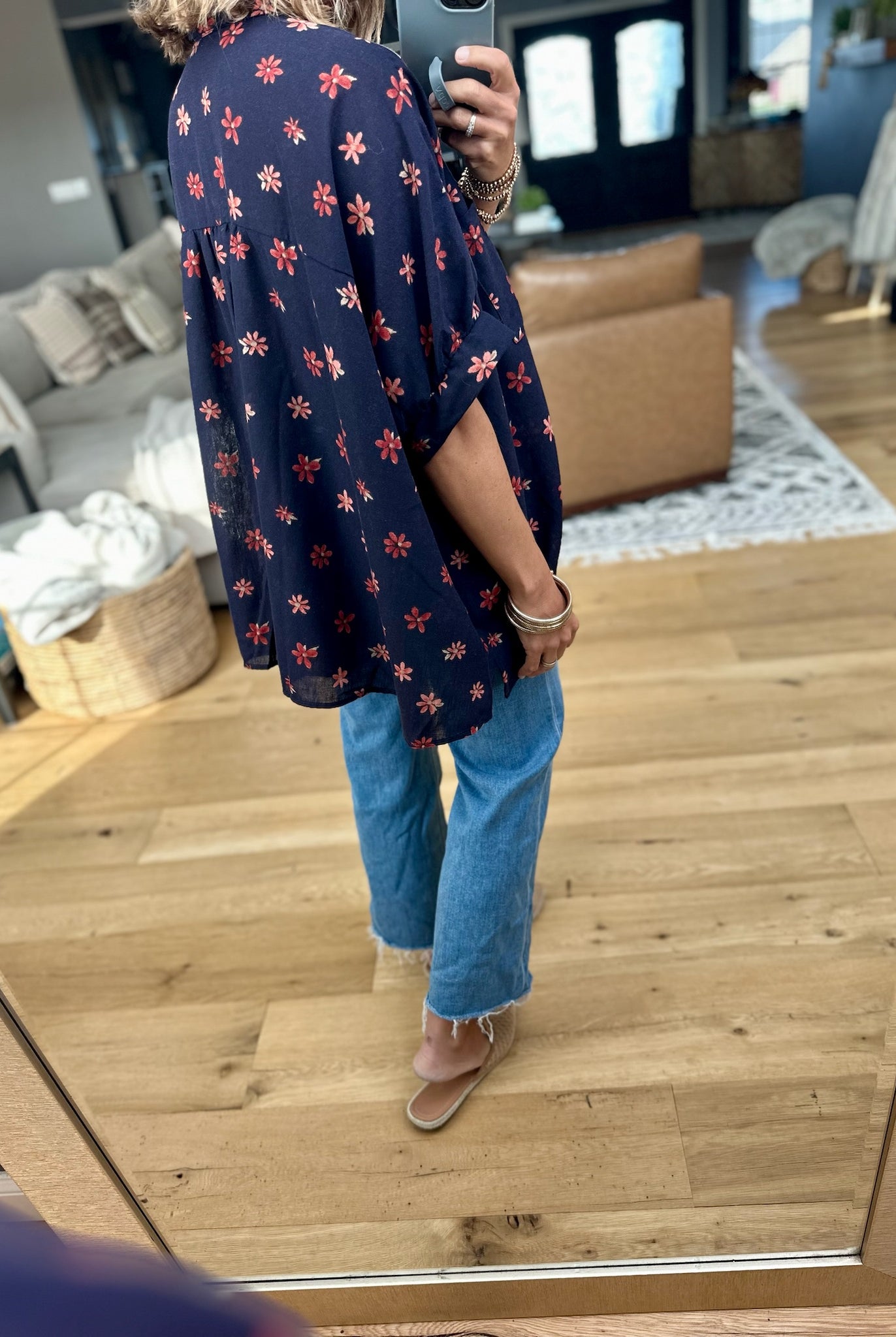 How Fall Feels Floral Oversized Button Down Top-Easel-Anna Kaytes Boutique, Women's Fashion Boutique in Grinnell, Iowa