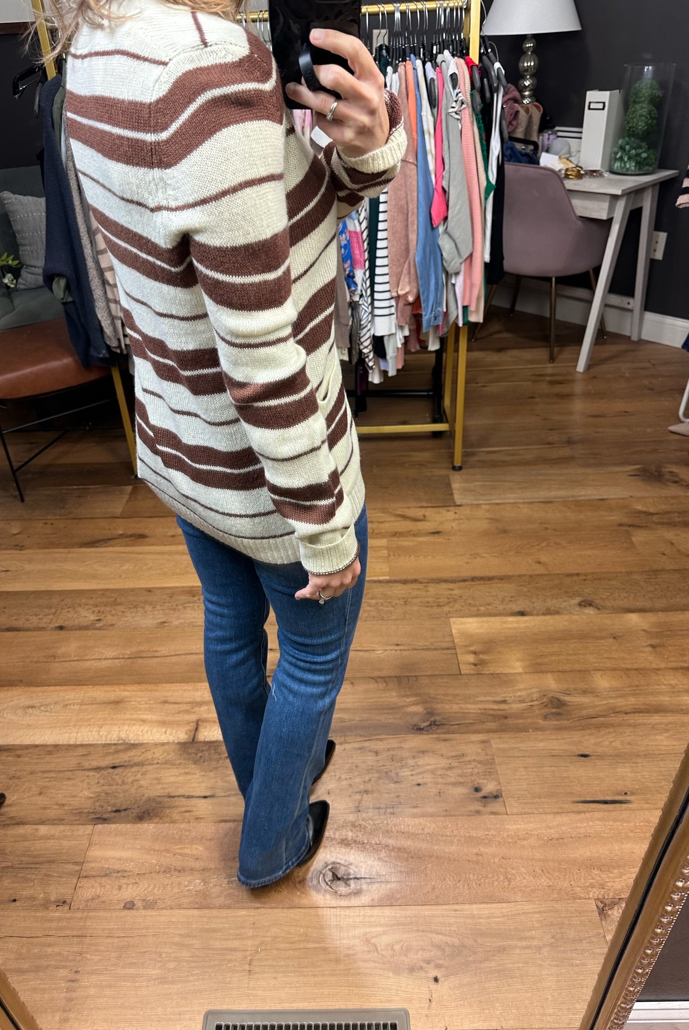 Least Bit Curious Striped Button Cardigan - Multiple Options-Cardigans-Staccato 54364-Anna Kaytes Boutique, Women's Fashion Boutique in Grinnell, Iowa
