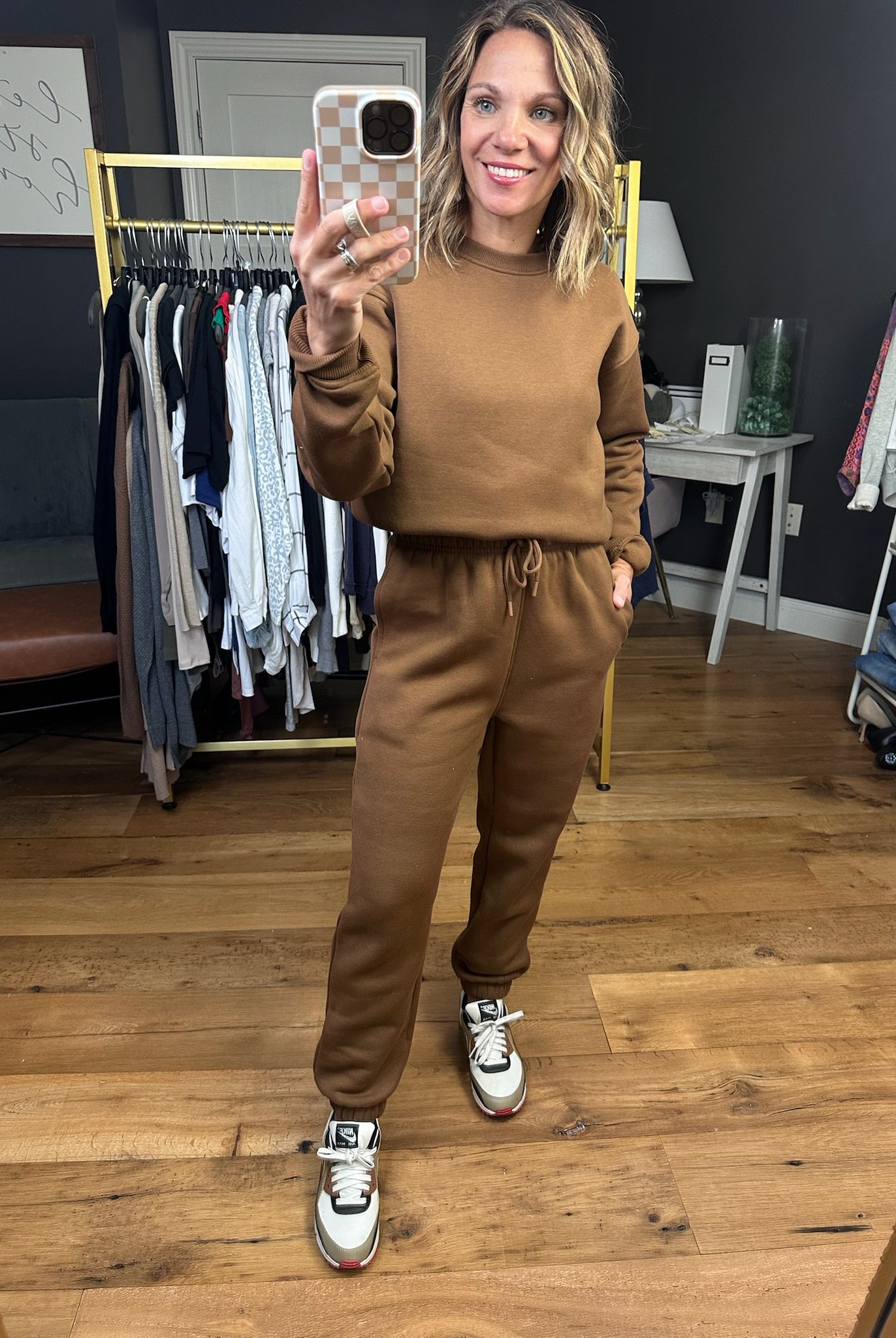 A Good Look Cropped Crew + Jogger Sweatpant Set - Cocoa Dust-Mono B-Anna Kaytes Boutique, Women's Fashion Boutique in Grinnell, Iowa