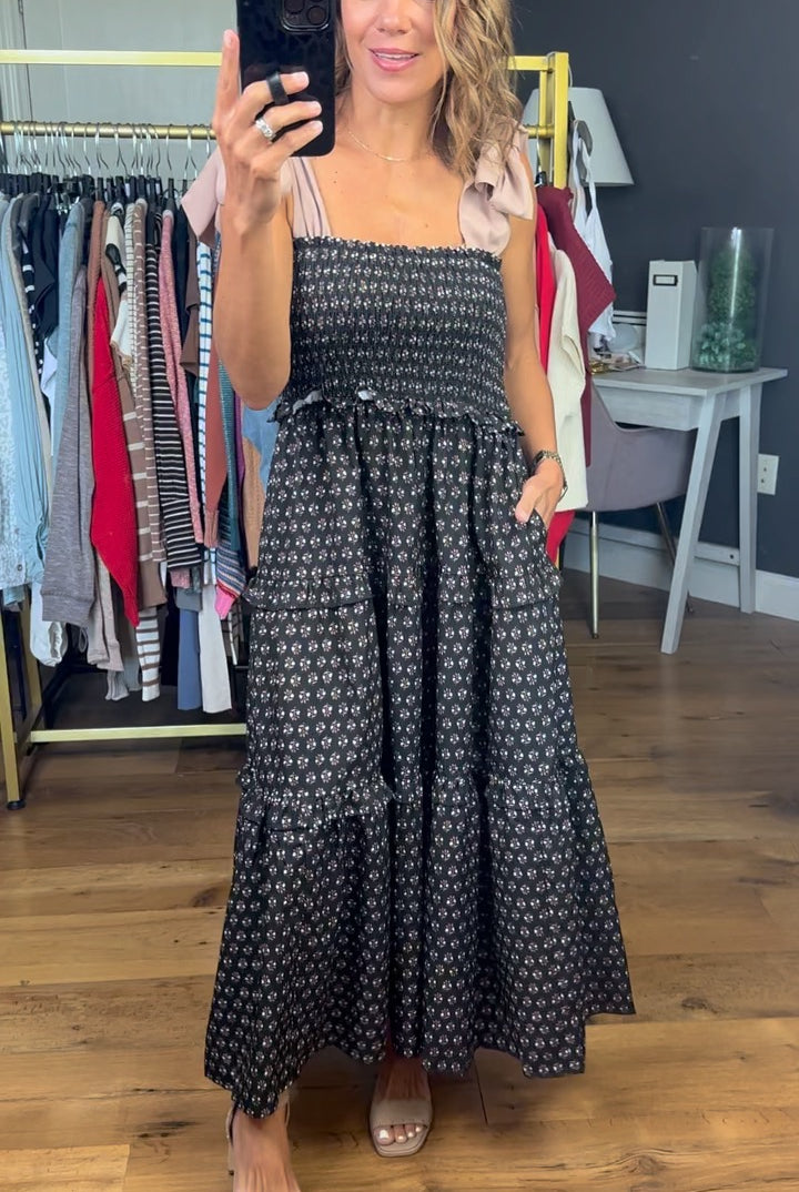 Free & Easy Tiered Dress - Black-Entro-Anna Kaytes Boutique, Women's Fashion Boutique in Grinnell, Iowa