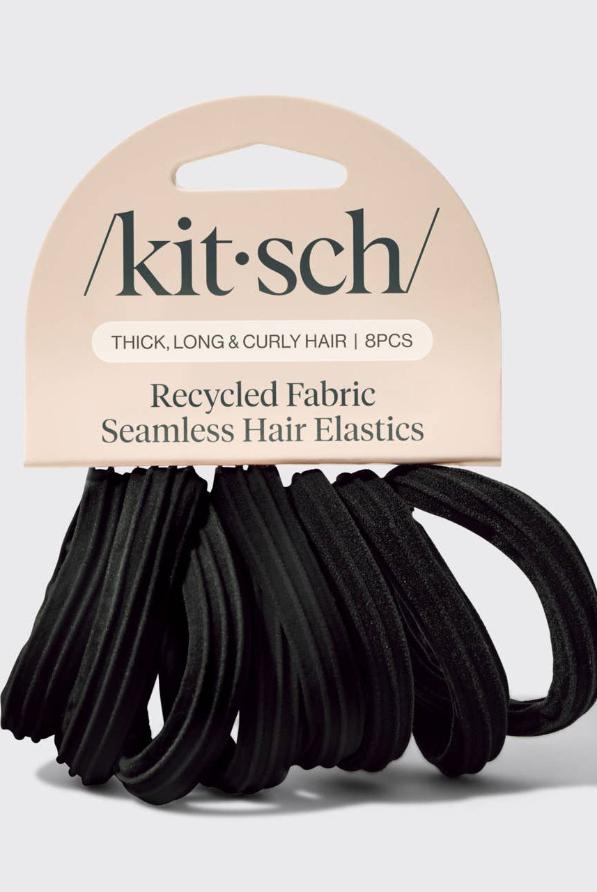 Recycled Seamless Hair Elastics 8pc Set- Black-KITSCH-Anna Kaytes Boutique, Women's Fashion Boutique in Grinnell, Iowa