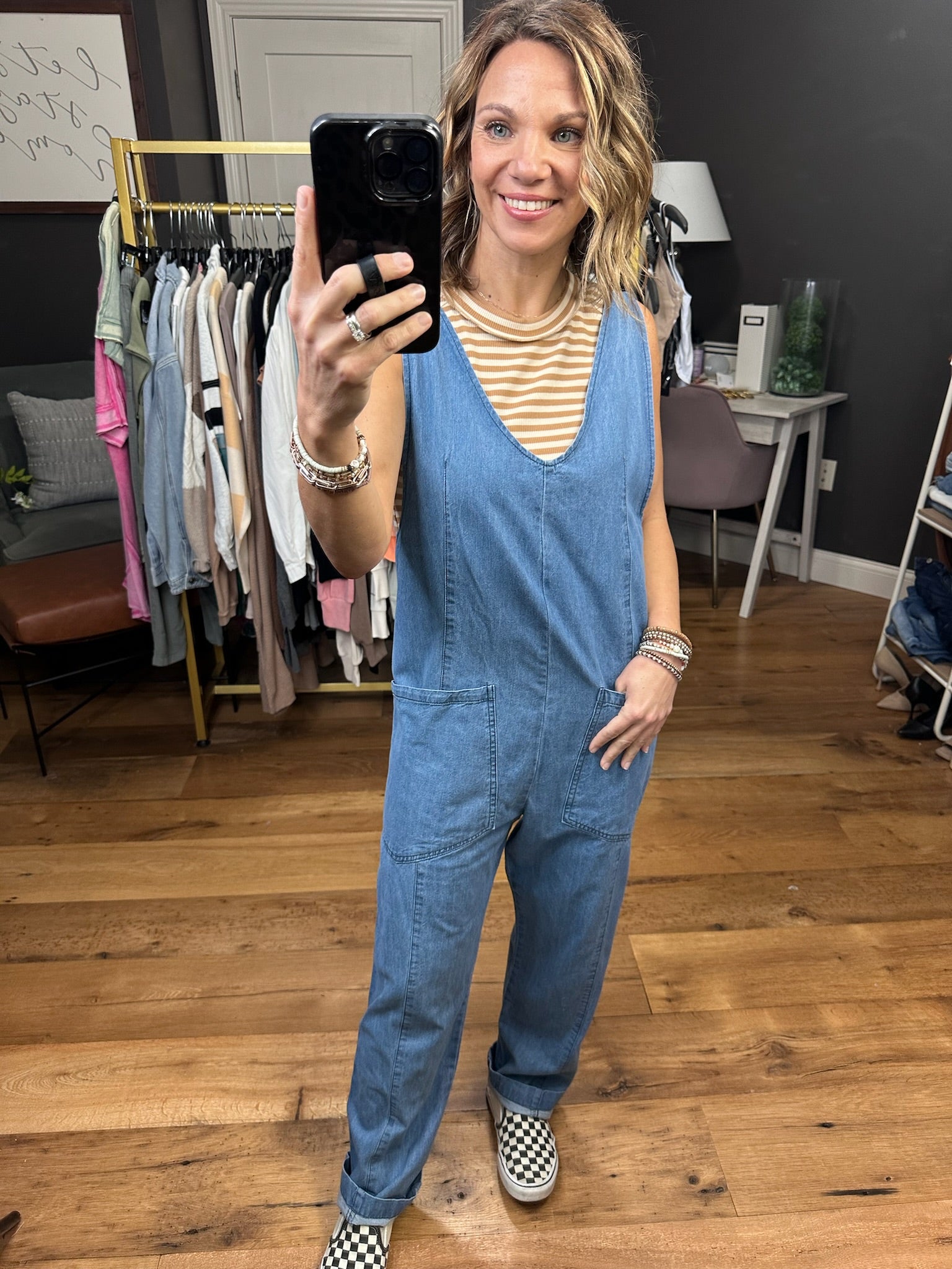 The Madison Denim Pocket Jumpsuit - Light Wash-Jumpsuits-Day & Moon DM1064-1-Anna Kaytes Boutique, Women's Fashion Boutique in Grinnell, Iowa