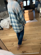 Casual Day Raw-Hem Boyfriend Flannel - BLUE-Aemi & Co-Anna Kaytes Boutique, Women's Fashion Boutique in Grinnell, Iowa