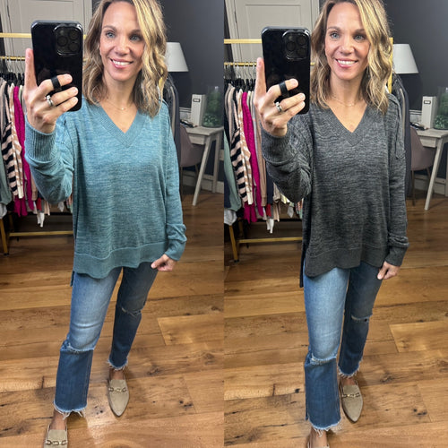 Better Than Before Heathered V-Neck Top - Multiple Options-Cherish T23953-Anna Kaytes Boutique, Women's Fashion Boutique in Grinnell, Iowa