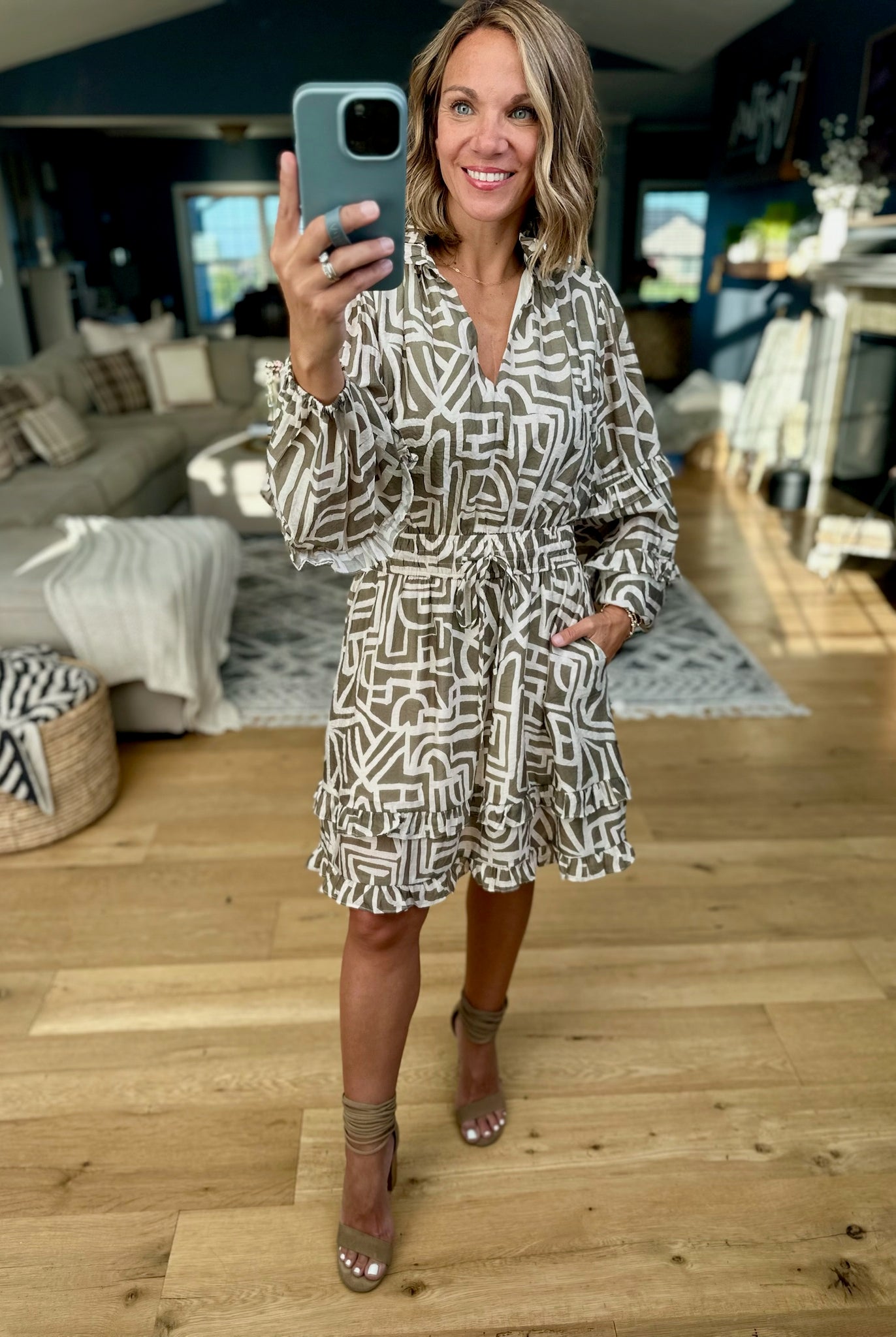 Curious Minds Patterned Dress-THNL-Anna Kaytes Boutique, Women's Fashion Boutique in Grinnell, Iowa