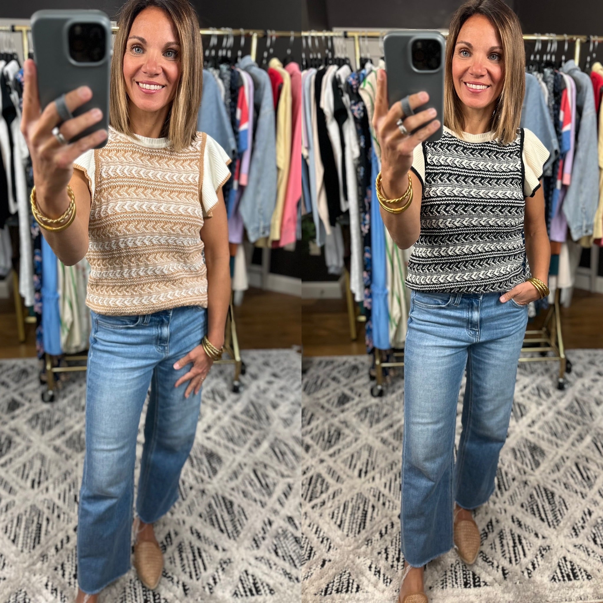 Greatest Moments Flutter Sleeve Knit Top-Short Sleeves-Skies Are Blue-Anna Kaytes Boutique, Women's Fashion Boutique in Grinnell, Iowa
