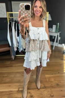 Give It All Back Ruffle Button-Down Dress - Ivory-POL-Anna Kaytes Boutique, Women's Fashion Boutique in Grinnell, Iowa