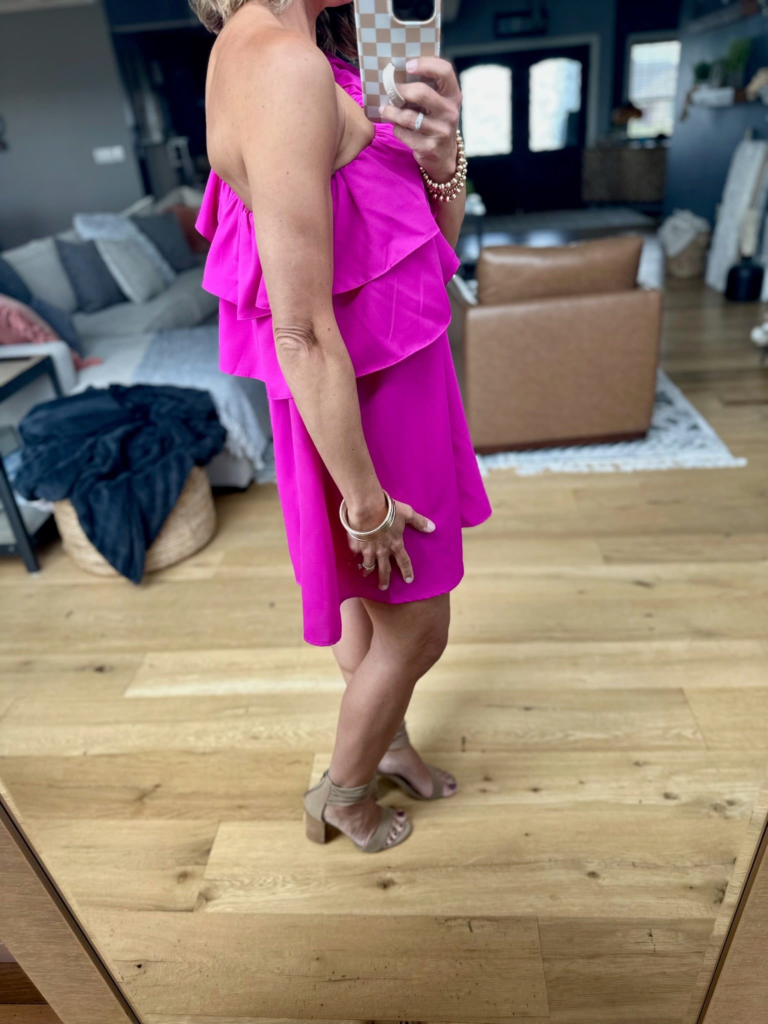 Change Your Mind One-Shoulder Dress - Magenta-Glam-Anna Kaytes Boutique, Women's Fashion Boutique in Grinnell, Iowa