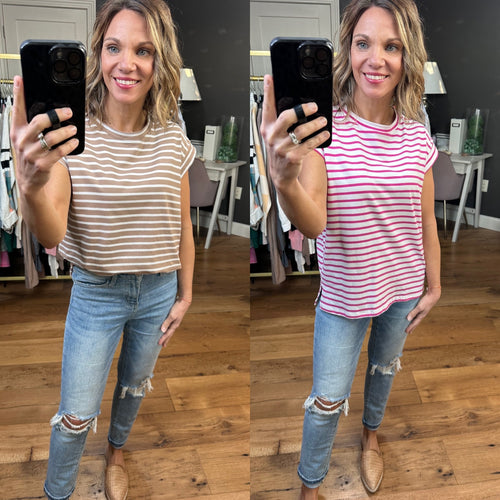 Still Wondering Striped Top - Multiple Options-Les Amis T1592-Anna Kaytes Boutique, Women's Fashion Boutique in Grinnell, Iowa